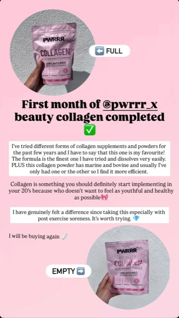 ✨ One of our amazing customers @a.master._ just finished their first month on PWRRR Beauty Collagen… and the results speak for themselves!